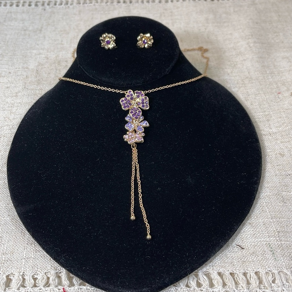 Gold & Purple Stone Neclace